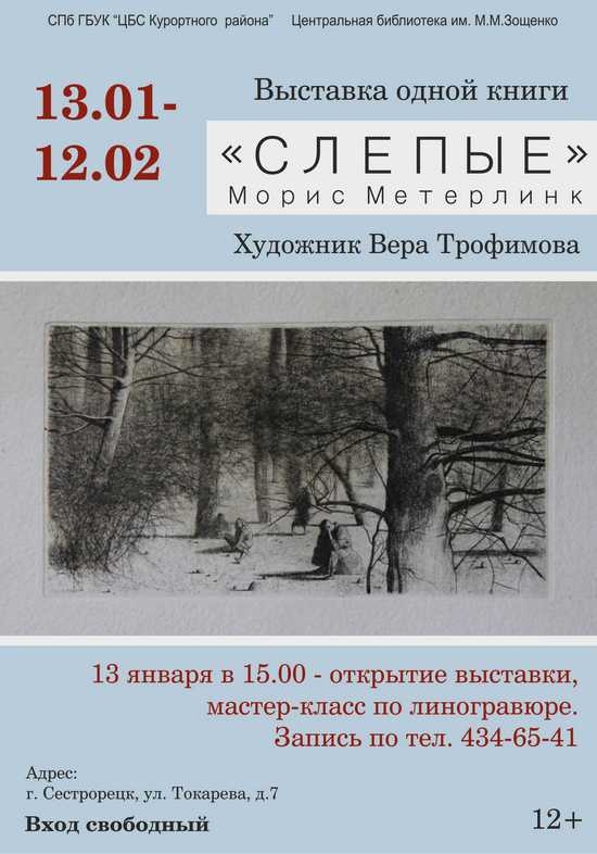 13 января в 15.00 в библиотеке имени Зощенко состоится открытие выставки одной книги «Слепые»